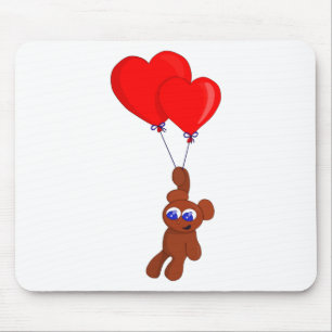 Alfombrilla De Ratón Un Oso De Teddy Con Globos En Forma De Corazón