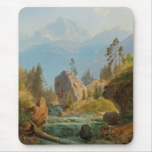 Alfombrilla De Ratón Un paisaje de montaña con Creek - Albert Zimmerman