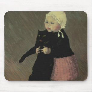 Alfombrilla De Ratón Un pequeño chica con un gato, 1889