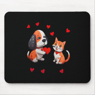 Alfombrilla De Ratón Un perro que me ofrece un corazón rojo para un gat