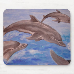 Alfombrilla De Ratón Un pote de delfines juguetones