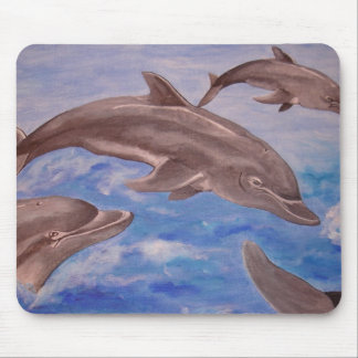 Alfombrilla De Ratón Un pote de delfines juguetones