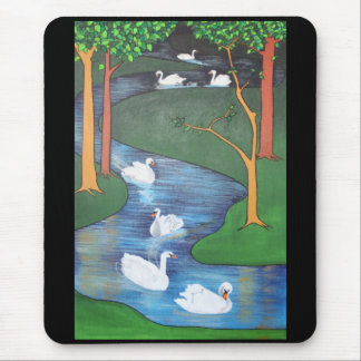 Alfombrilla De Ratón Un rebaño de siete cisnes