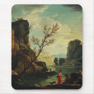 Alfombrilla De Ratón Un río con pescadores de Joseph Vernet