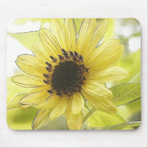 Alfombrilla De Ratón Un solo girasol amarillo limón