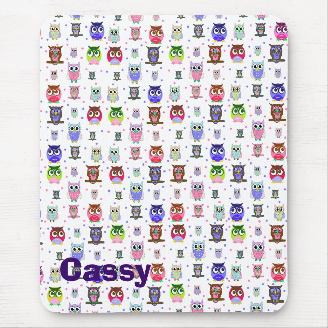 Alfombrilla De Ratón Una bandada de almohadilla de ratón de búhos Perso (Frente)