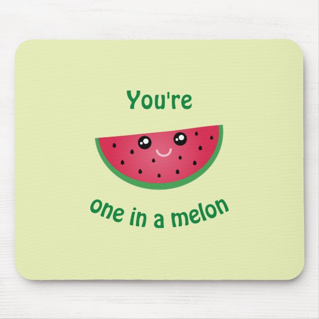 Alfombrilla De Ratón Una en una melena divertida de melón kawaii (Frente)