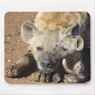 Alfombrilla De Ratón Una hembra manchó el Hyena y su cachorro, Kruger