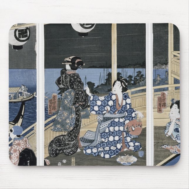 Alfombrilla De Ratón Una luna del otoño sobre Fukagawa (Frente)
