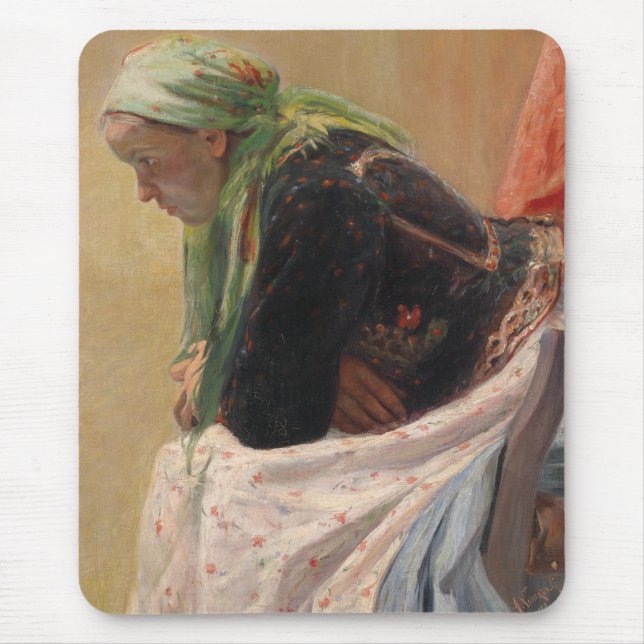 Alfombrilla De Ratón Una mujer profunda en el pensamiento (por Oleksa N (Frente)