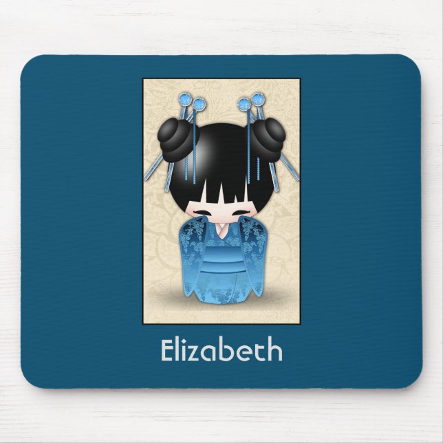 Alfombrilla De Ratón Una muñeca kokeshi japonesa linda personalizada (Frente)