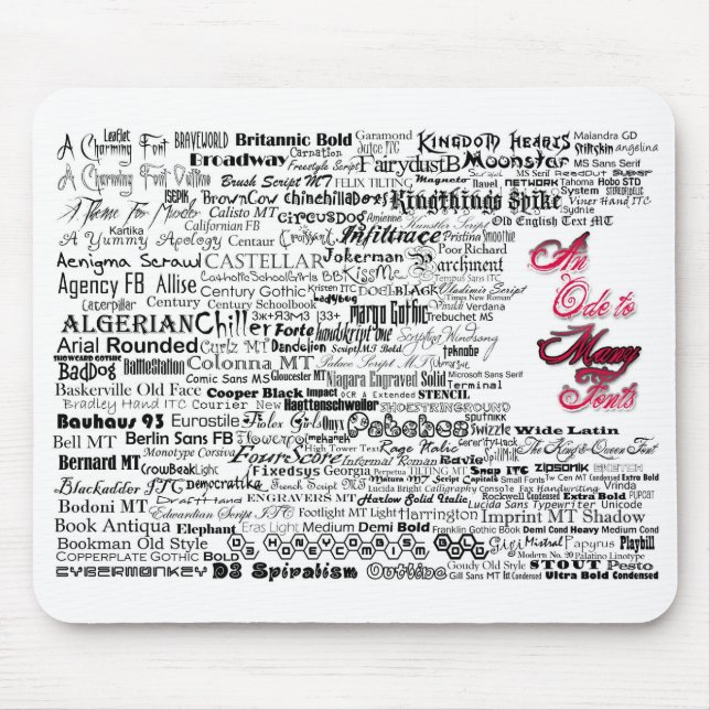 Alfombrilla De Ratón Una oda a muchas fuentes Mousepad (Frente)