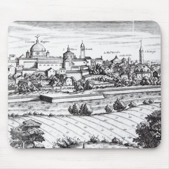 Alfombrilla De Ratón Una sección de un mapa de Milano, 1640 (Frente)