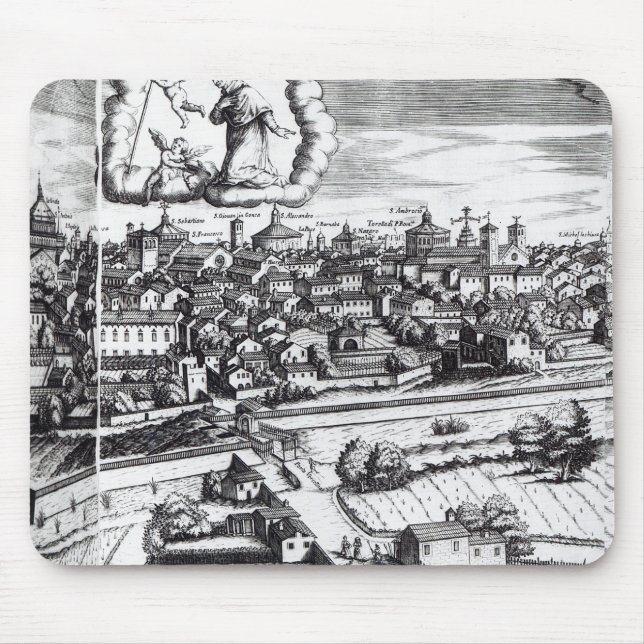 Alfombrilla De Ratón Una sección de un mapa de Milano, 1640 (Frente)