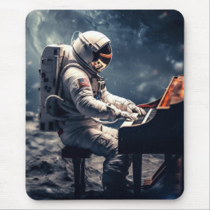 Alfombrilla De Ratón Una sinfonía para las estrellas   Piano astronauta