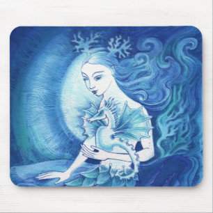 Alfombrilla De Ratón Una sirena y su Seahorse