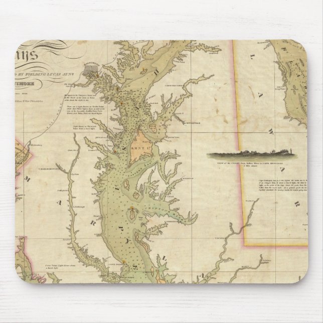 Alfombrilla De Ratón Una tabla de las bahías Chesapeake y Delaware (Frente)