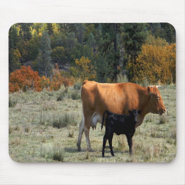 Alfombrilla De Ratón Una vaca y su ternera...... (Frente)