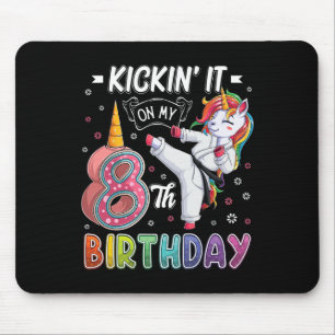 Alfombrilla De Ratón Unicorn Karate 8 cumpleaños Taek de ocho años