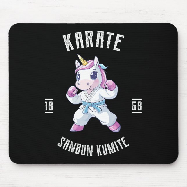 Alfombrilla De Ratón Unicorn Karate - Artista Marcial Japonés (Frente)