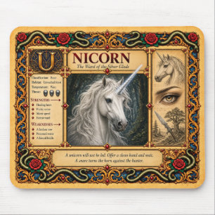 Alfombrilla De Ratón Unicornio, Arte de Bestiario Medieval