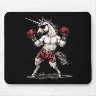 Alfombrilla De Ratón Unicornio Boxeador Con Guantes De Boxeo Kickboxing