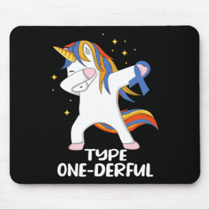 Alfombrilla De Ratón Unicornio con cinta azul tipo 1 Diabetes tipo T1D