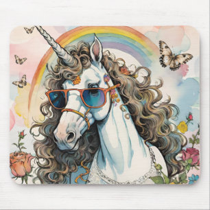 Alfombrilla De Ratón Unicornio de Guay con gafas de sol con arcoiris