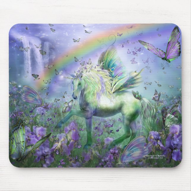 Alfombrilla De Ratón Unicornio de las mariposas Mousepad (Frente)