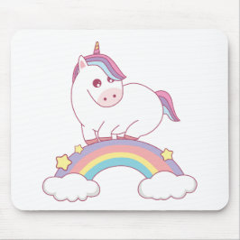 Alfombrilla De Ratón unicornio de pie sobre el arcoiris