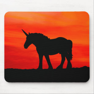 Alfombrilla De Ratón unicornio de puesta de sol
