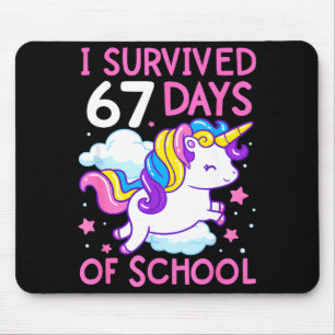 Alfombrilla De Ratón Unicornio Divertido Sobreviví 67 Días De Escuela M