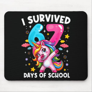 Alfombrilla De Ratón Unicornio Divertido Sobreviví 67 Días De Escuela M