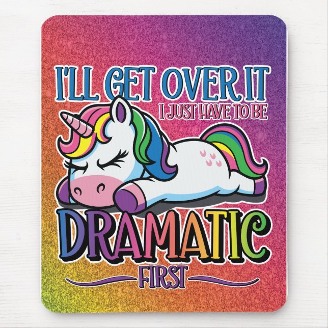 Alfombrilla De Ratón Unicornio Dramático - Arcoíris Brillante (Frente)