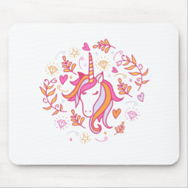 Alfombrilla De Ratón Unicornio en rosa y Naranja