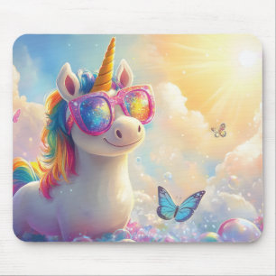 Alfombrilla De Ratón Unicornio lindo con gafas de sol: mágico y diverti