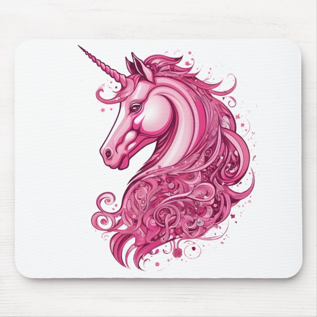 Alfombrilla De Ratón Unicornio rosa abstracto (Frente)