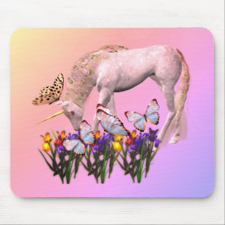 Alfombrilla De Ratón Unicornio Y Mariposas Fantasía Arte