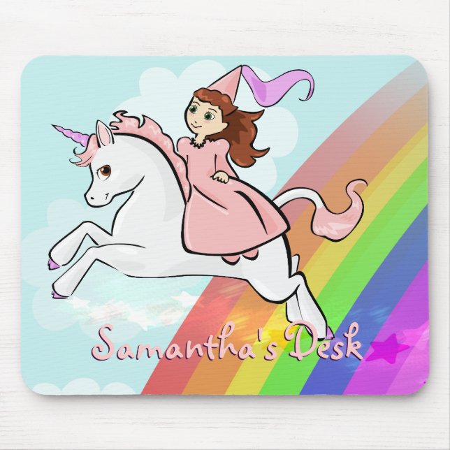 Alfombrilla De Ratón Unicornio y princesa Mousepad (Frente)
