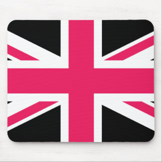 Alfombrilla De Ratón Union Jack ~ Blanco y negro rosado caliente