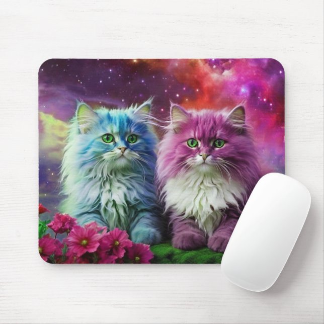 Alfombrilla De Ratón Unique purple cat mouse pad designed for cat lover (Con ratón)