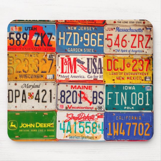 Alfombrilla De Ratón United States License Plates Art America (Frente)