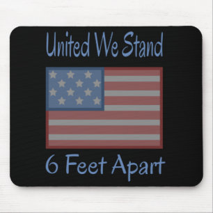 Alfombrilla De Ratón United We Stand 6 Feet Apart USA Flag