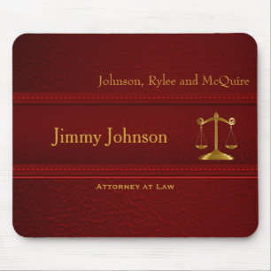 Alfombrilla De Ratón Upscale Deep Red Leather - Diseño del abogado
