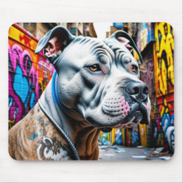 Alfombrilla De Ratón Urbano Brindle Pitbull City Graffiti Street Art