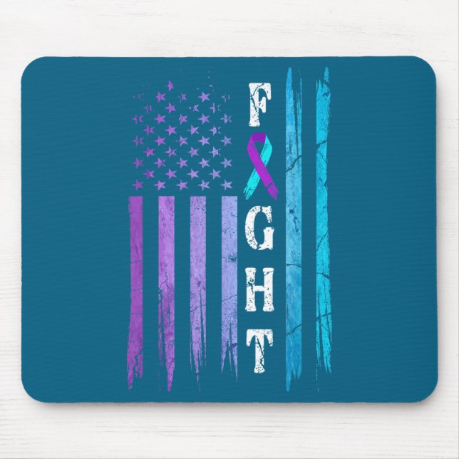 Alfombrilla De Ratón Us Flag Suicide Prevention Awareness Fight Wear Pu (Frente)