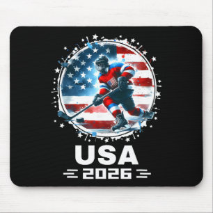 Alfombrilla De Ratón Usa 2026 Hockey Bandera Americana Mujeres Hombres 