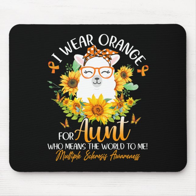 Alfombrilla De Ratón Usa Naranja Para Mi Tía Sra. Awareness Llama Sunfl (Frente)