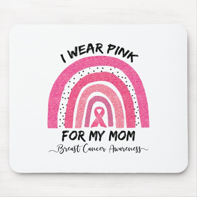 Alfombrilla De Ratón Usa Rosa Para Concienciar A Mi Mamá Sobre El Cánce (Frente)
