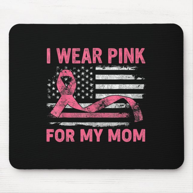 Alfombrilla De Ratón Usa Rosa Para Mi Mamá Americana Cáncer De Mama (Frente)